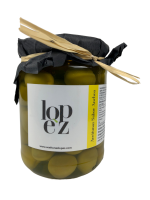 Oliven, Manzanilla mit Stein - Sardellengeschmack, Glas 440gr, Pasteurisiert