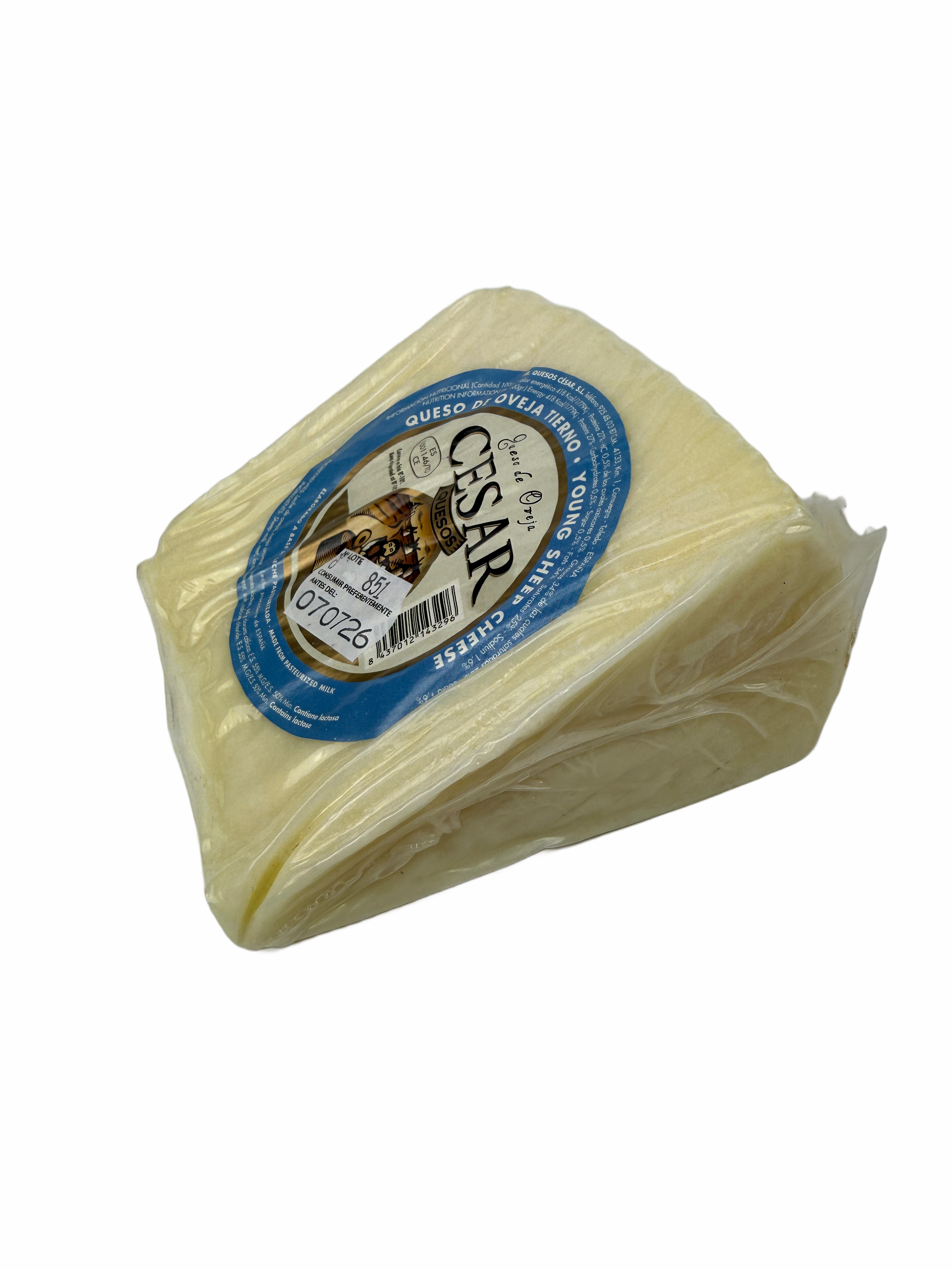 Cesar Tierno - Schafskäse aus La Mancha, Keil 350gr - Weicher Käse, past. Milch - Artesano