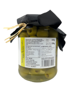 Oliven, Manzanilla entsteint - Sardellengeschmack, Glas 440gr, Pasteurisiert