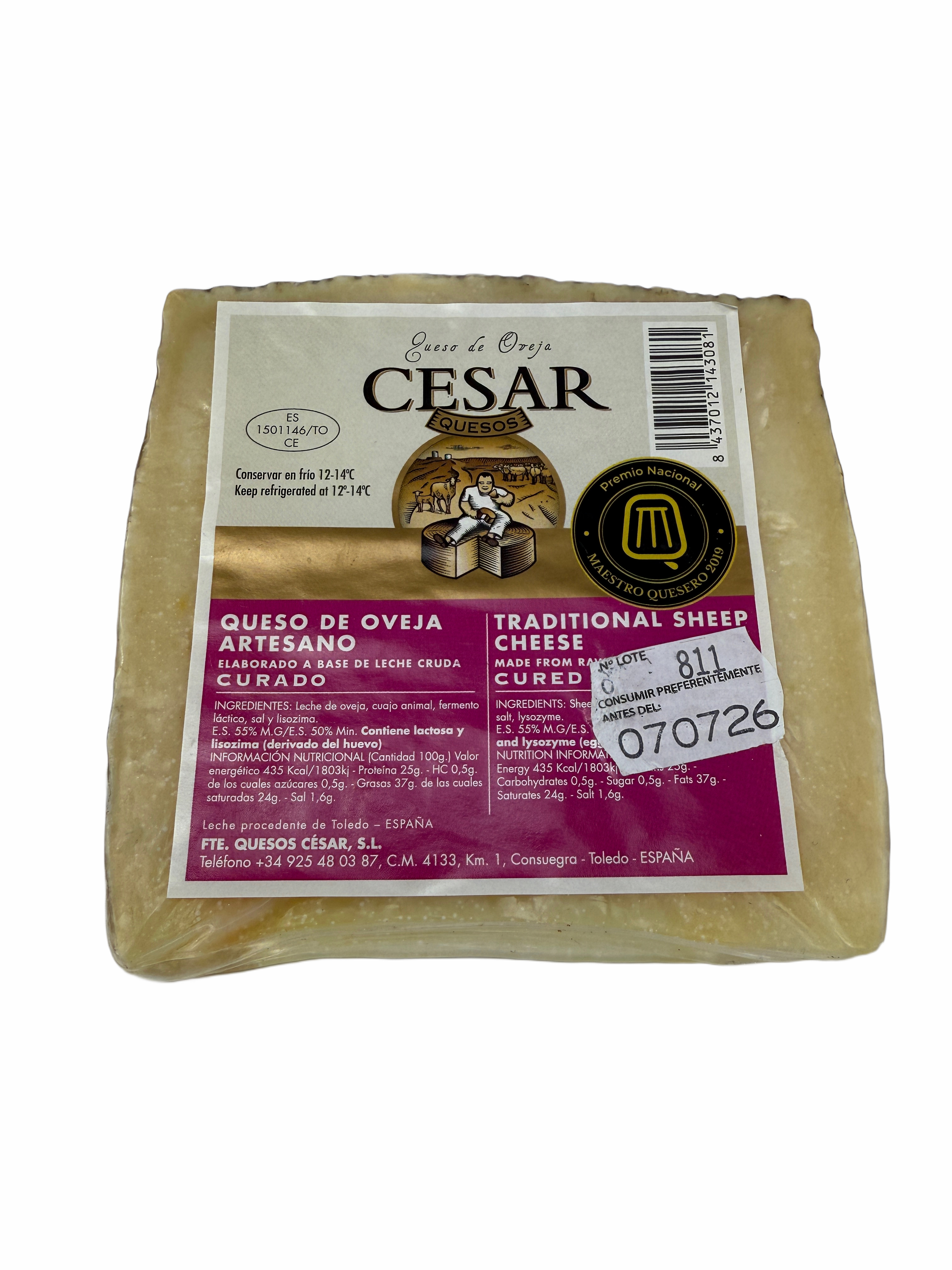 Cesar Curado - Schafskäse aus La Mancha, Keil 250gr - Curado/Reif, Rohmilch - Artesano