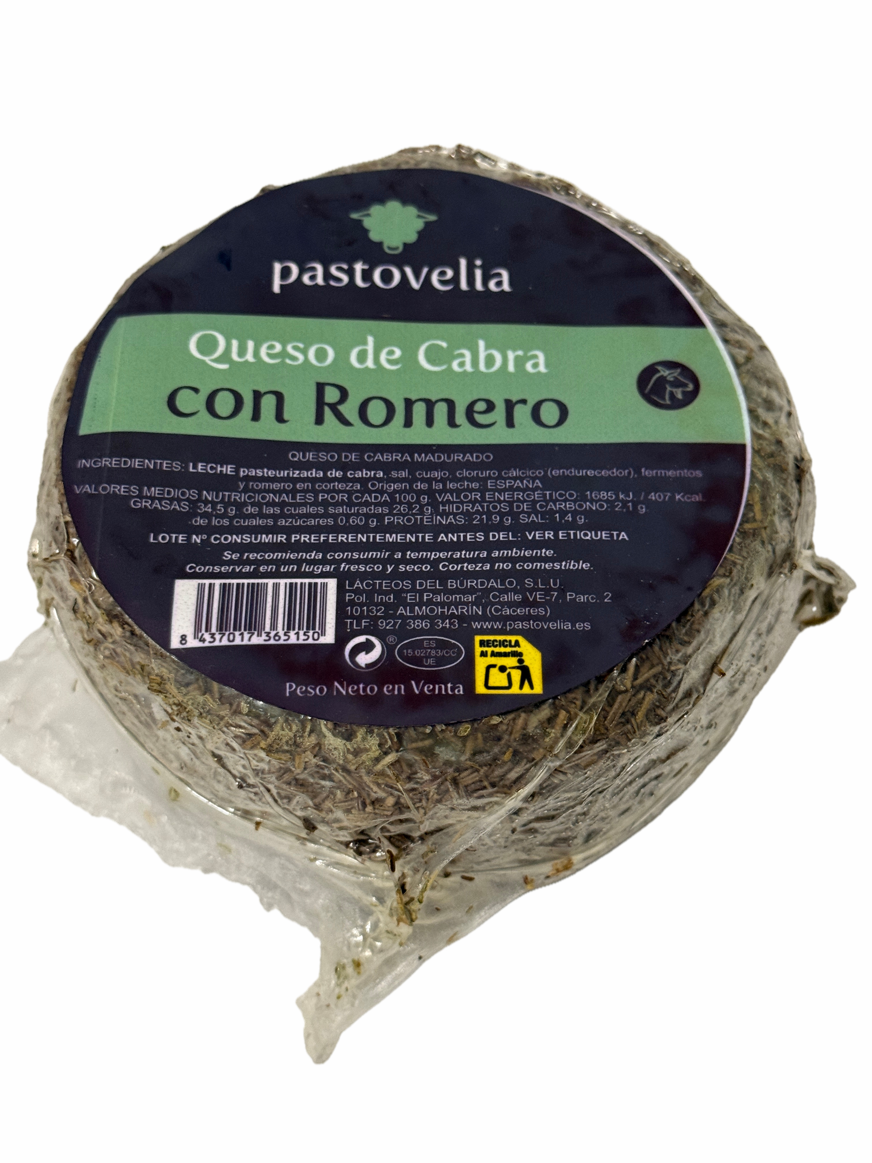 Pastovelia - Ziegenkäse - Cabra Rosmarin, gereifter Käse past. Milch, 400gr