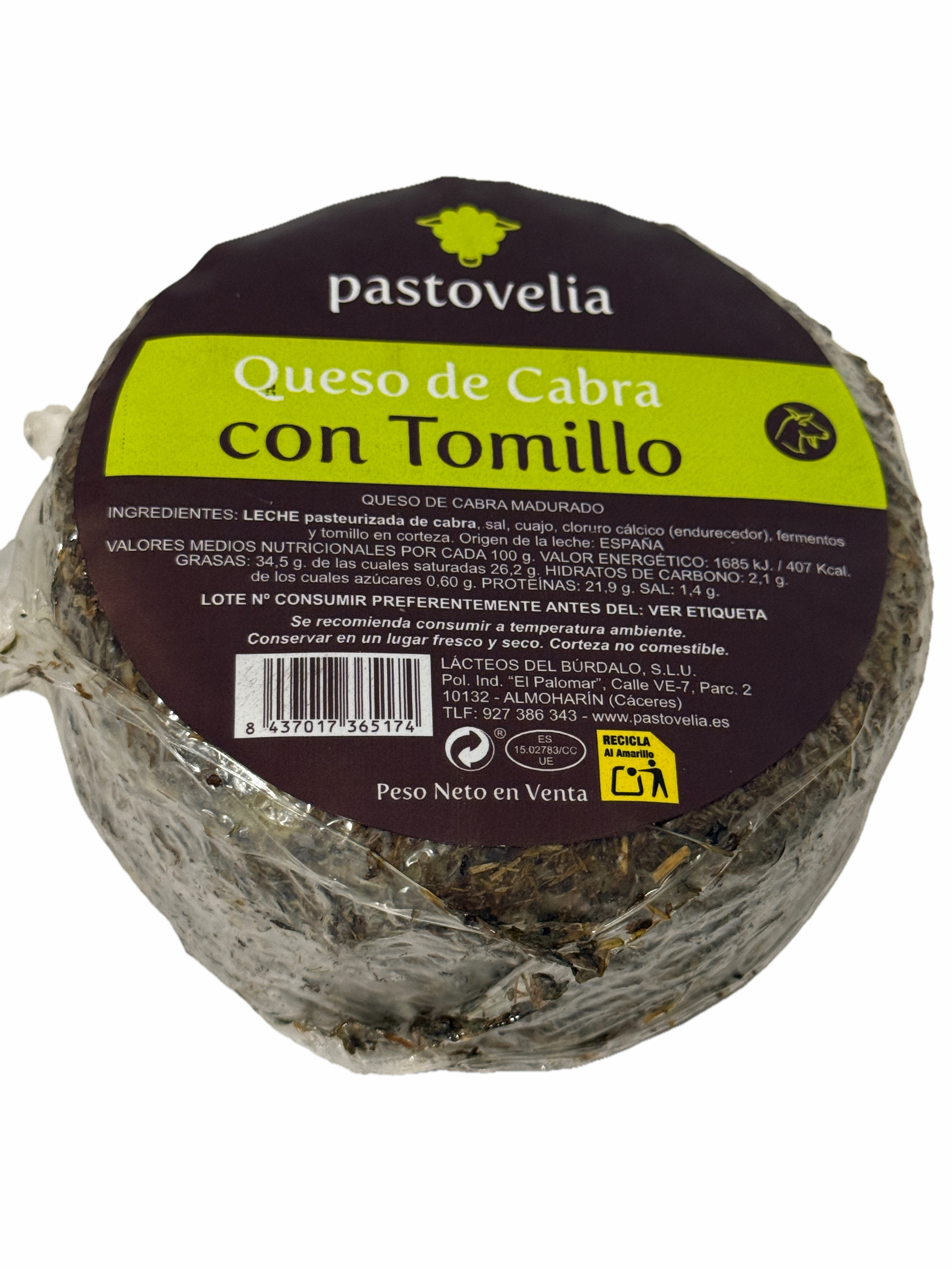 Pastovelia - Ziegenkäse - Cabra Thymian, gereifter Käse past. Milch, 400gr
