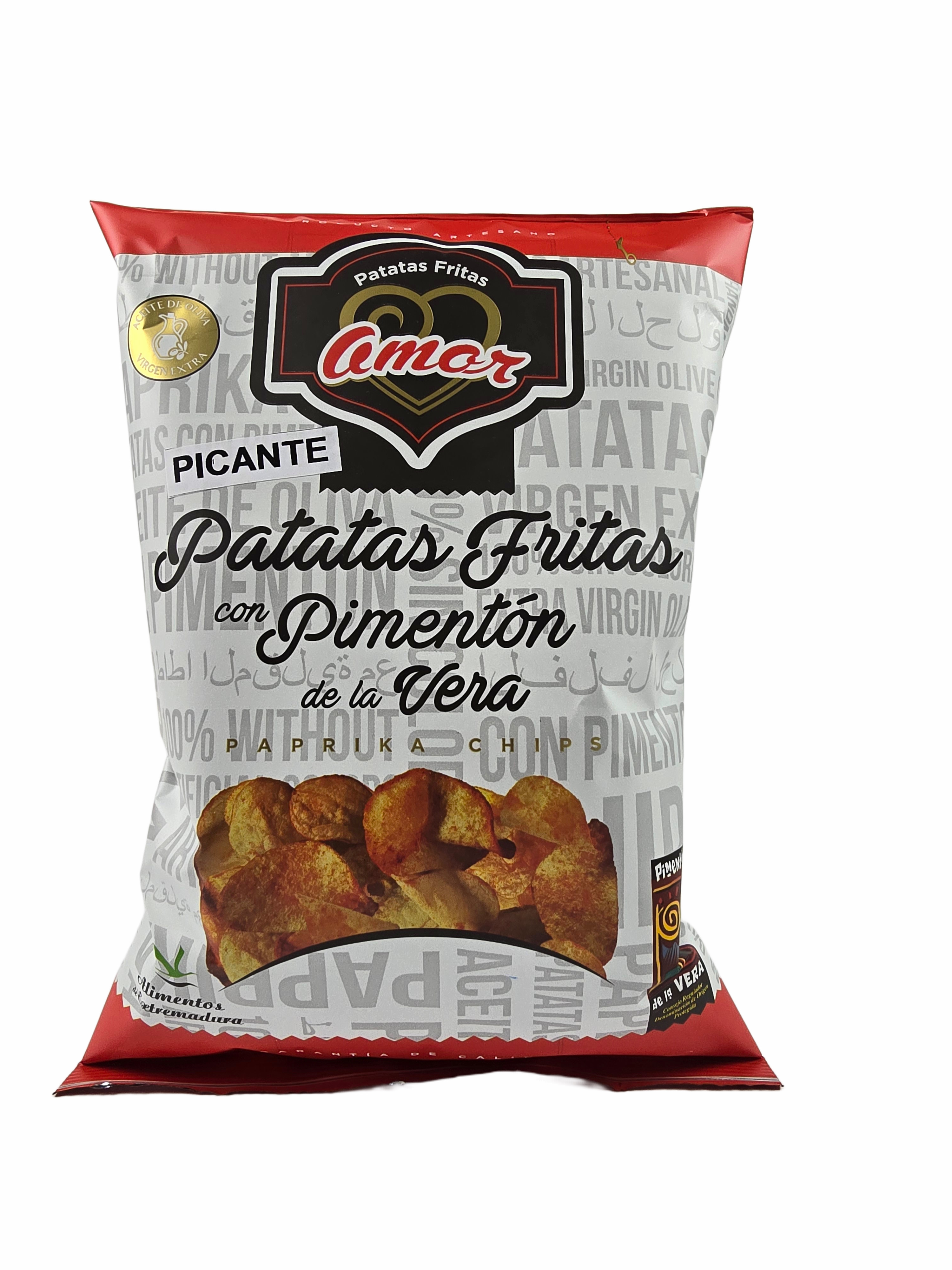 Pommes Chips mit Pimenton de la Vera D.O.P. - Scharf, 140 Gramm