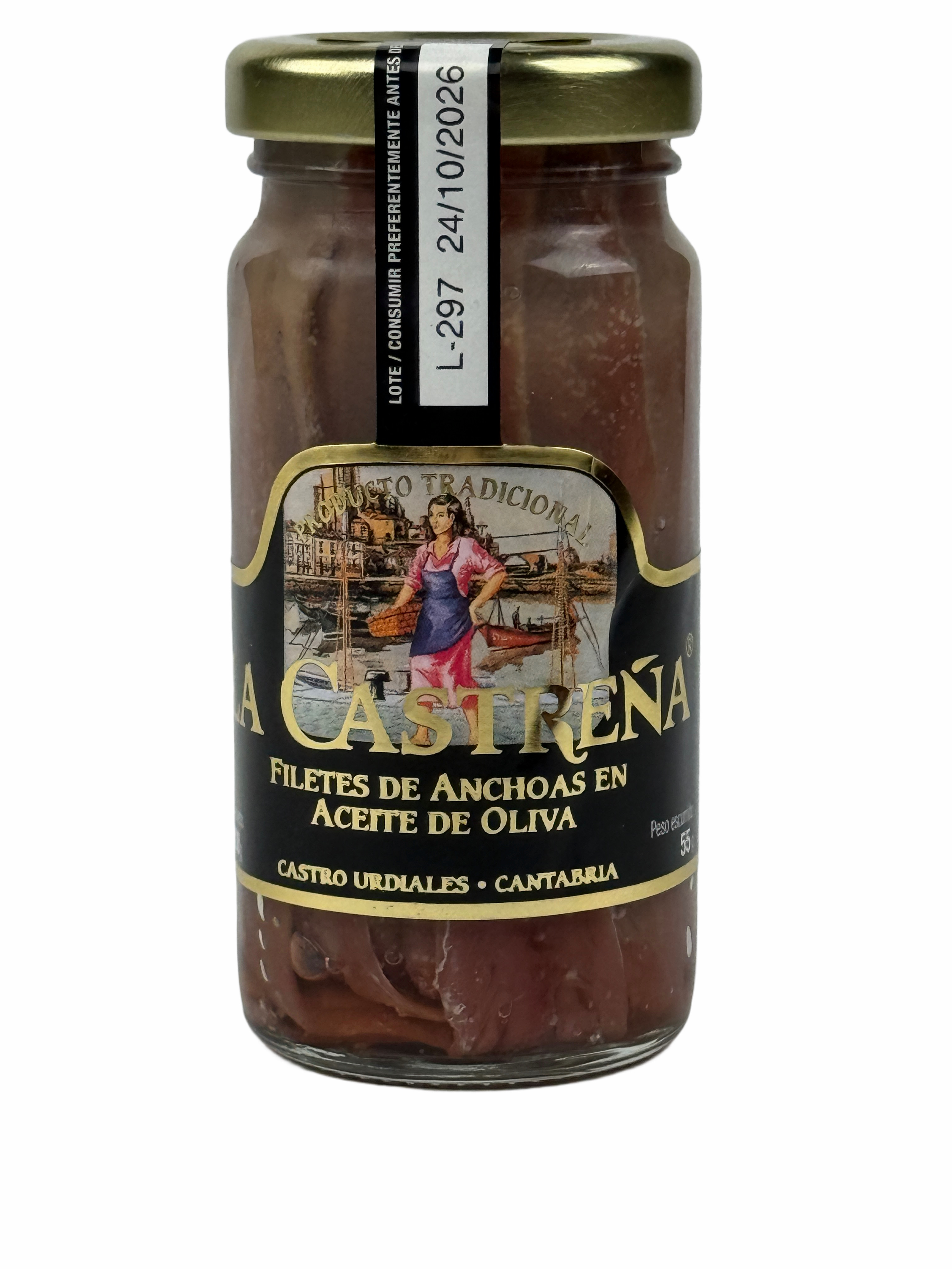 Sardellenfilets - La Castreña  - Mar Cantábrico, 100gr Glas, in Olivenöl (T-100)