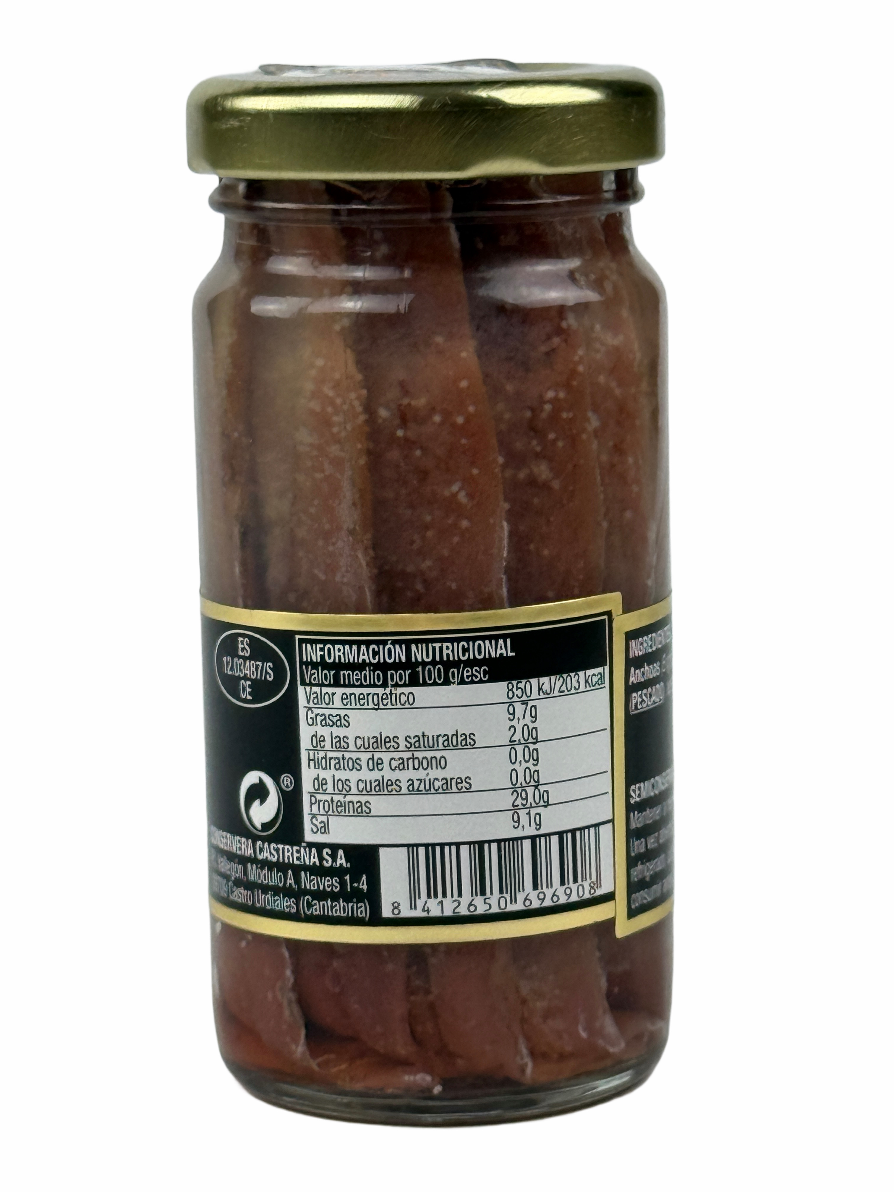 Sardellenfilets - La Castreña - Mar Cantábrico, 100gr Glas, in Olivenöl (T-100)