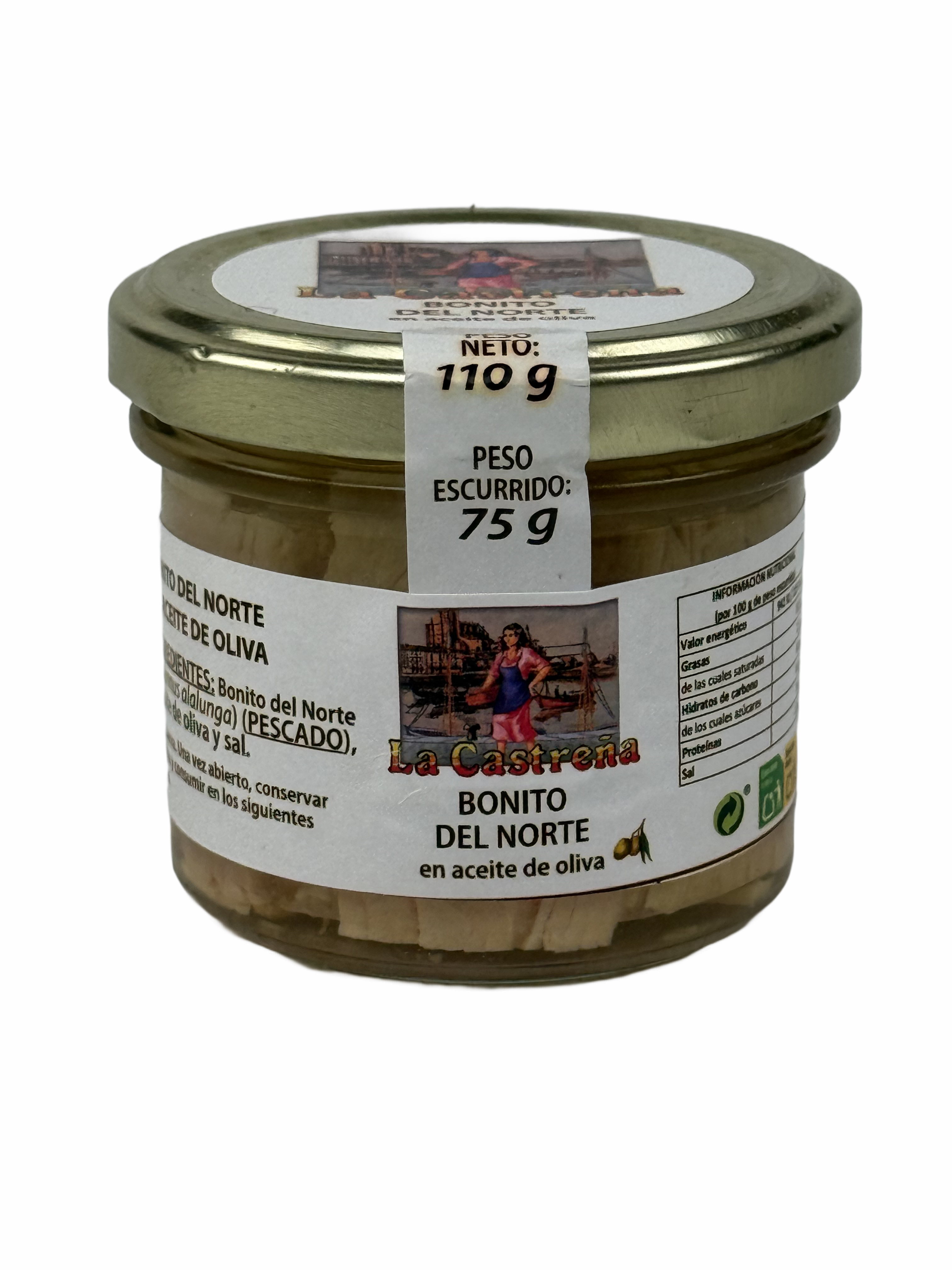 Bonito del norte (Weisser Thunfisch)- La Castreña, 110gr Glas, in Olivenöl (T-115)